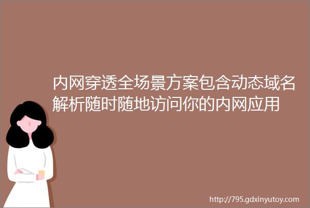 内网穿透全场景方案包含动态域名解析随时随地访问你的内网应用