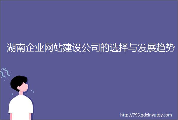 湖南企业网站建设公司的选择与发展趋势